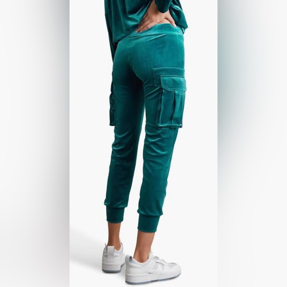 Norma Kamali Teal Velvet Joggers
